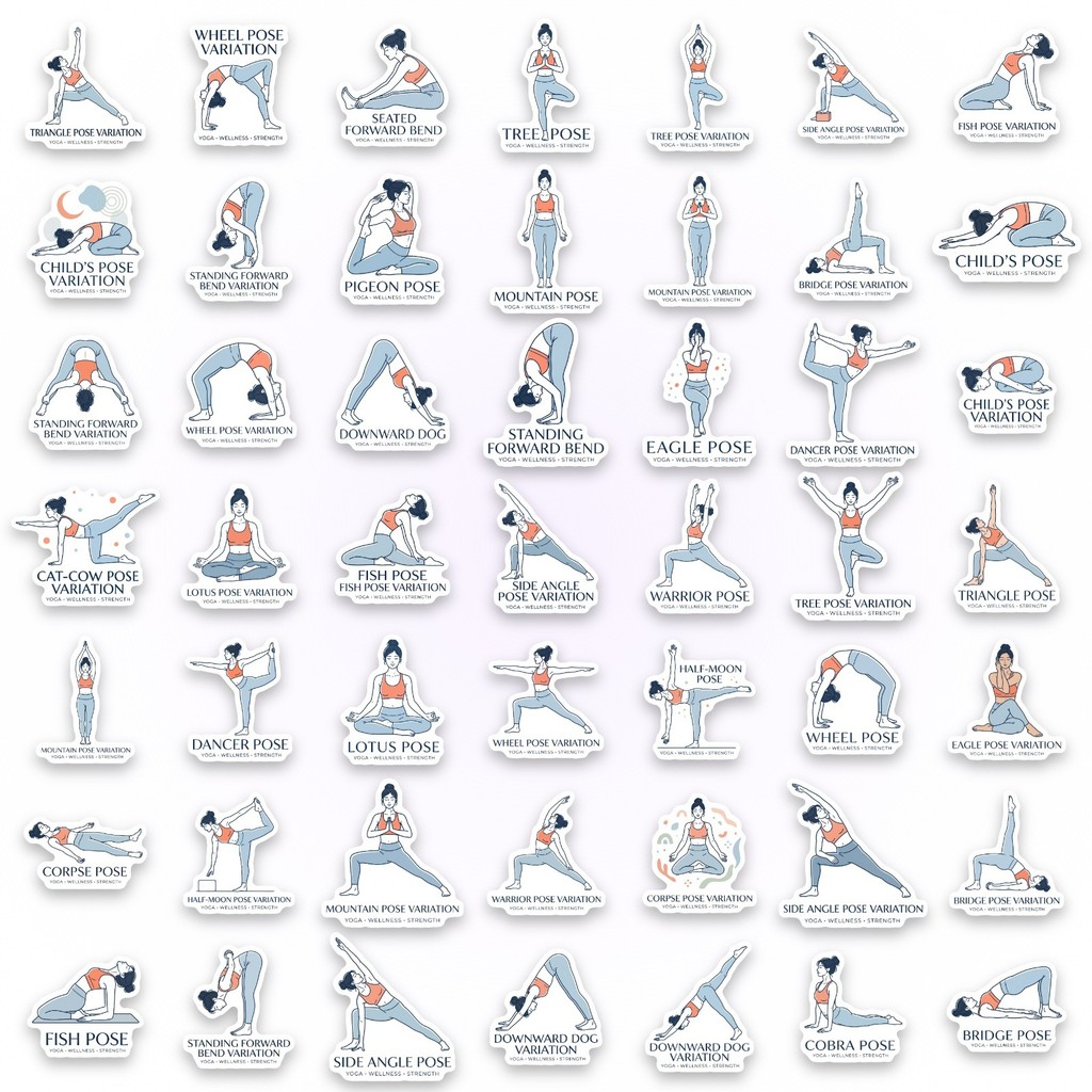 50개 요가 자세 스티커, 요가 스튜디오, 저널 및 노 - Yoga Fitness Journal 리뷰 및 가격