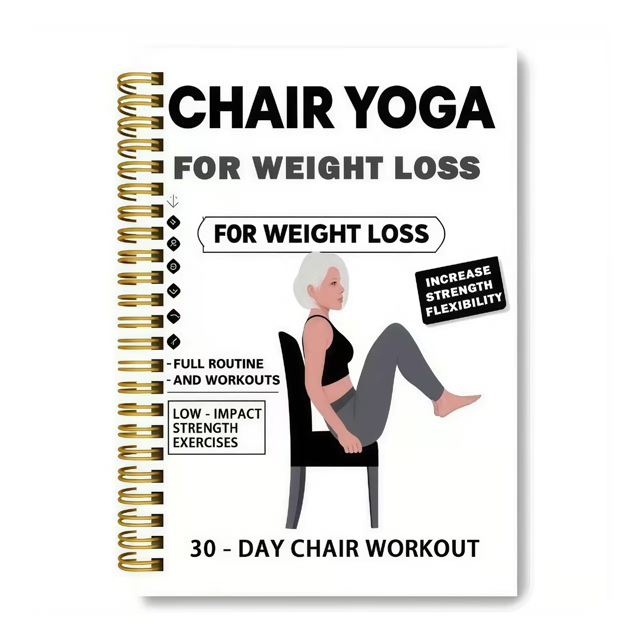 노인을 위한 의자 요가 운동 노트 50페이지 좌식 요가 - Yoga Fitness Journal 리뷰 및 가격